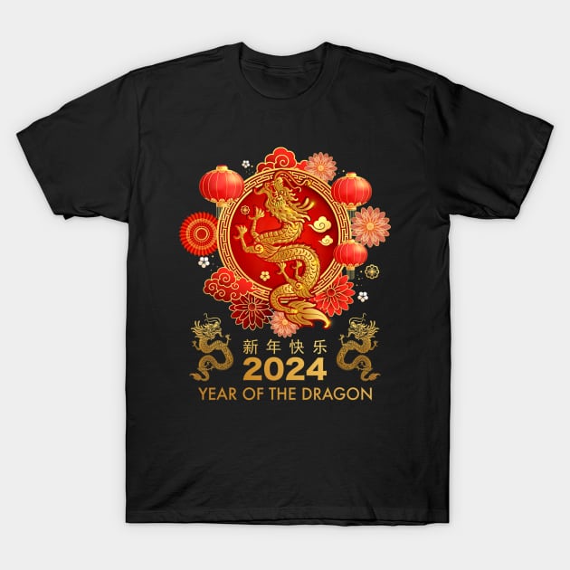 Chinese New Year 2024 Year of the Dragon Happy New Year 2024 T-Shirt by rivkazachariah